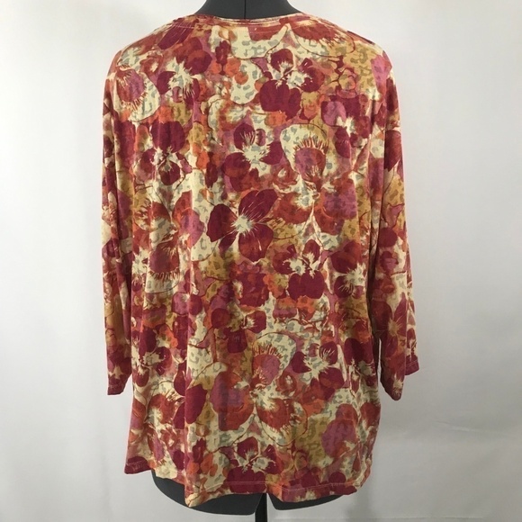 *4/$20* Fresh Floral Fall Colors 3/4 Sleeve Blouse - Picture 3 of 6